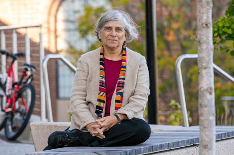 Professor Susan Landau outside of Halligan Hall